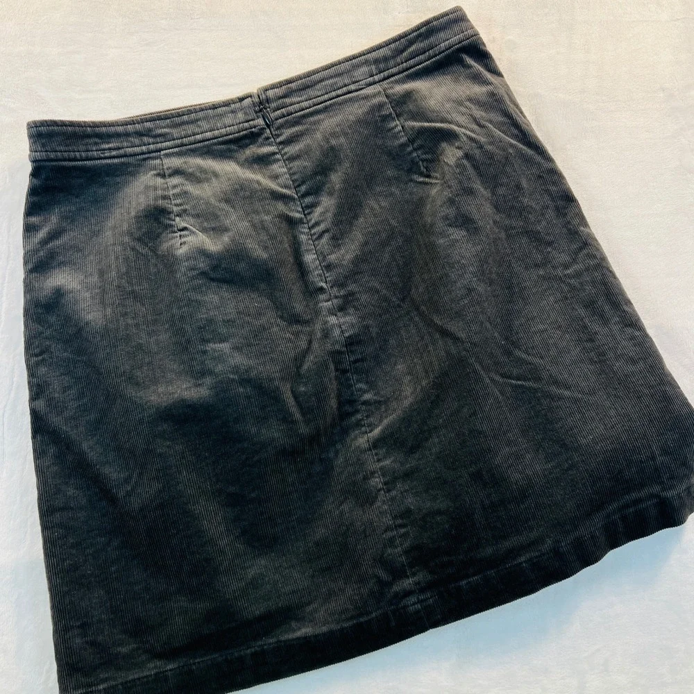 J.Crew Womens Gray Corduroy Button Front Mini Skirt Size 6 A-Line Pockets 1087